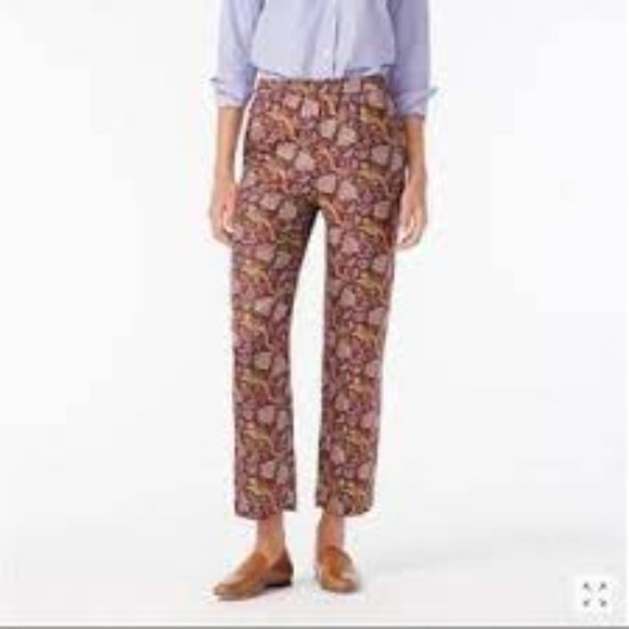 NWT Pull-on silk twill pant in jungle cat print - Picture 3 of 8